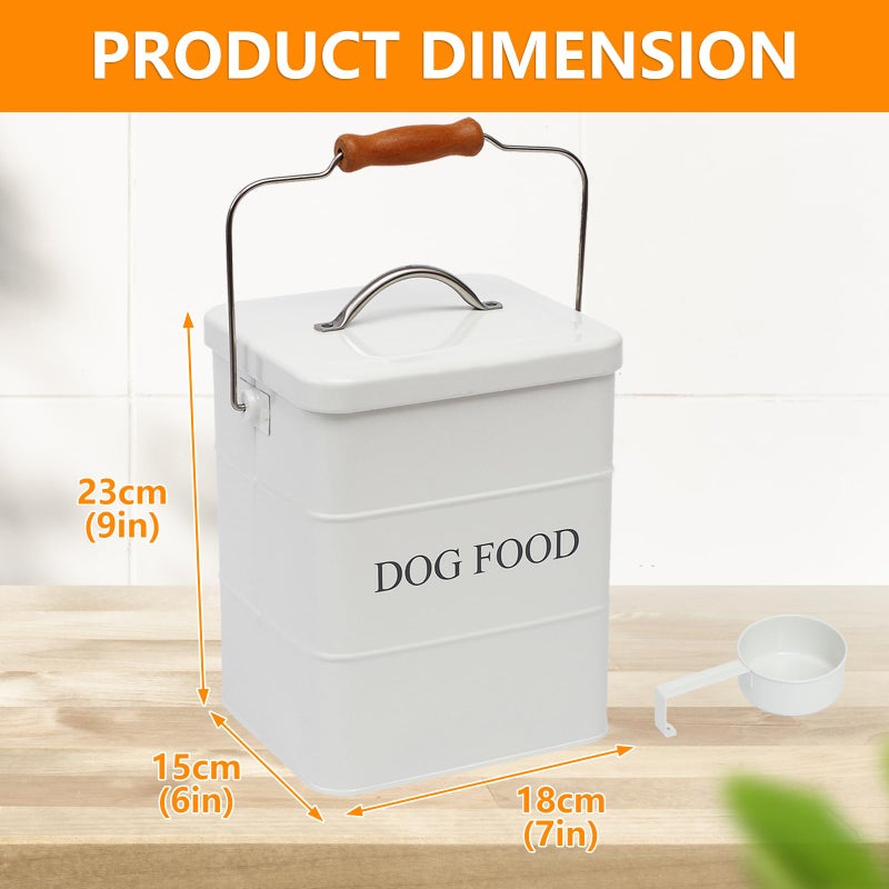 Morezi Dog Food Treat Storage Container with lid Scoop Included - Perfect Farmhouse Dog Food Bin for Kitchen Countertop, Shelf, Decoration Home - Dog Food - White - Image 3